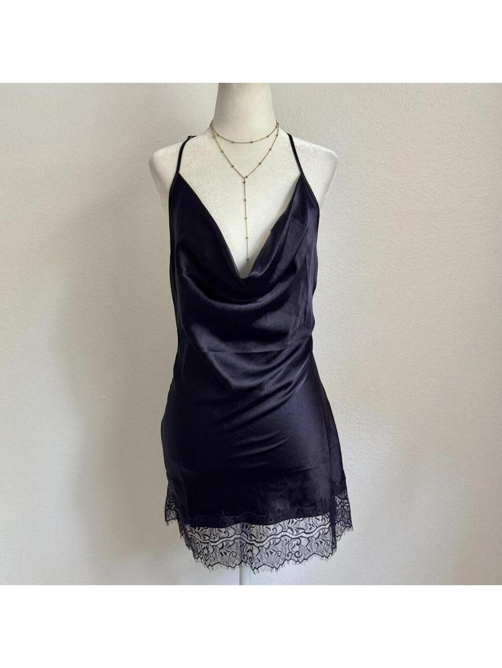ੈ✩‧₊˚y2k purple satin lace trip slip dres